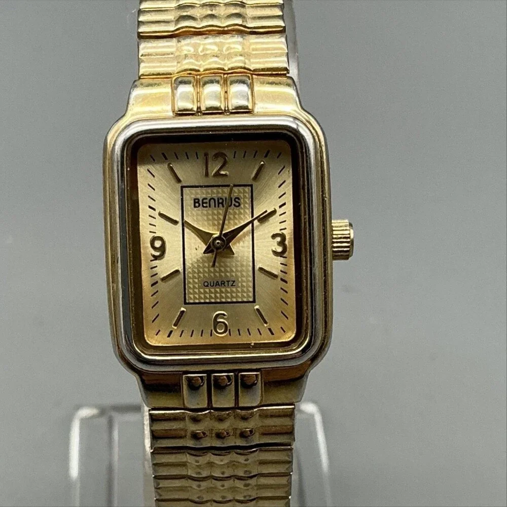 Benrus BN203L Womens Watch 20mm Champagne Gold Tone Stretch New Battery